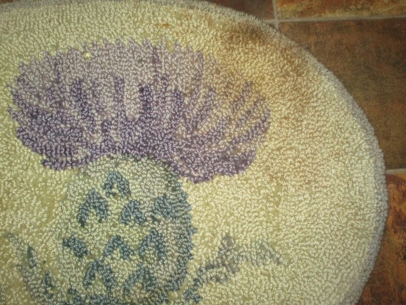 Vintage Original GEORGE WELLS HOOKED RUG Dragonfly & Thistle Signed/Tagged 25x18 gallery