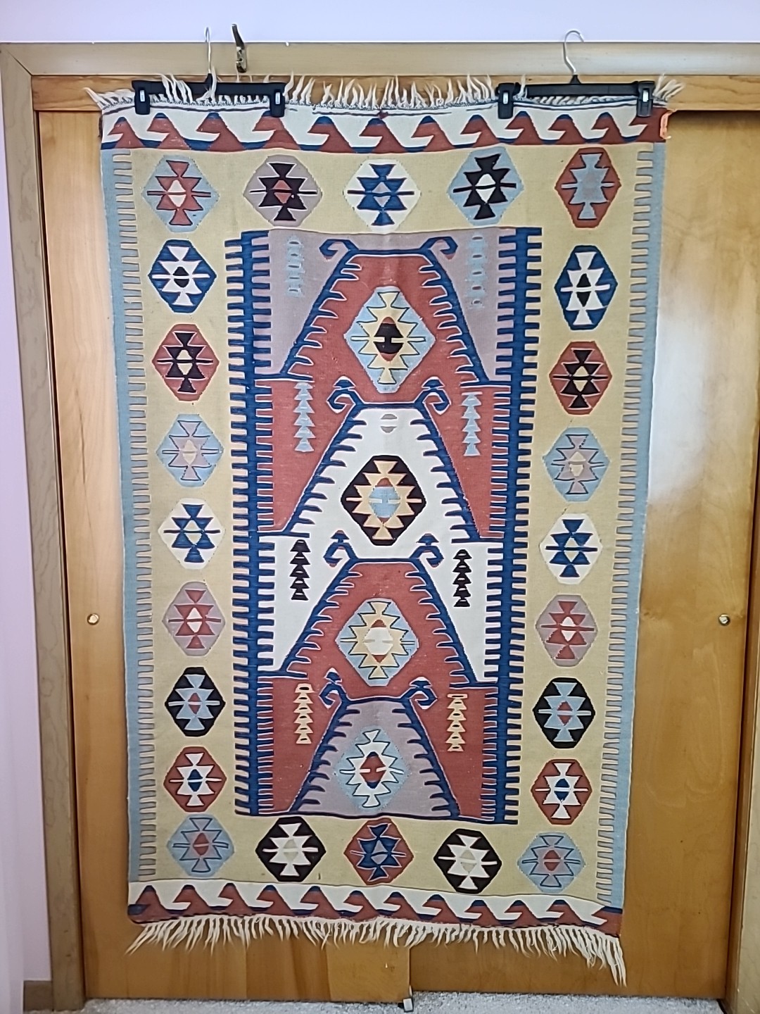 Vintage Wool Kilim Hand Woven Carpet Rug 6ft x 43in gallery
