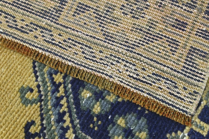 Vintage Turkish Runner Rug 3x12ft YELLOW Handmade Anatolian Oushak Hallway Wool gallery