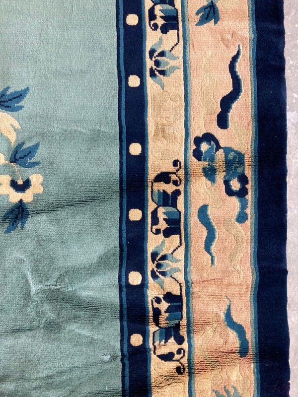 Vintage Hand-Knotted Chinese Peking Floral Medallion Wool Area Rug 310x217 cm gallery