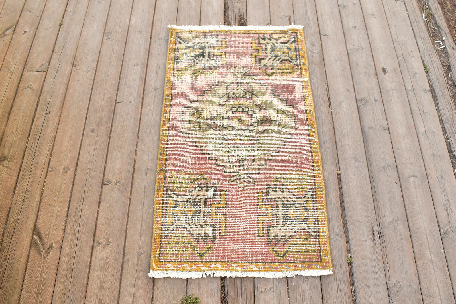 Turkish Carpet Hand Knotted 1x3 Size Doormat Chair Multi Color Rug 52x93cm gallery
