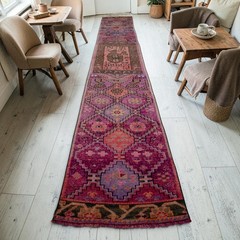 2×13 ft Runner Rug HandMade Turkish Rug Long Narrow Hallway Rug Magenta PINK