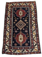 4 X 6 Antique Unusual Shirvan Rug Caucasian Navy Ivory Crimson Olive Beige