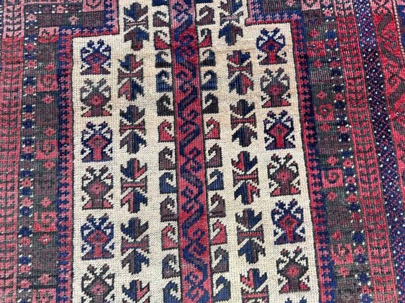 2'11" x 4'8" Antique Afghan Hand-Knotted Low Pile Prayer Rug Wool Bedroom Rug gallery