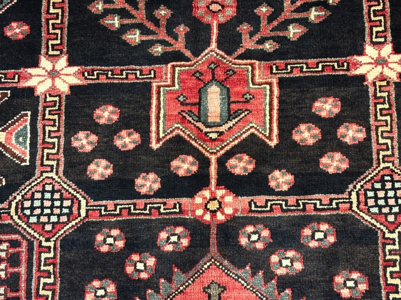 Vintage Oriental Hand Knotted Saveh Tribal Wool Area Rug 5x8 Black Red Geometric gallery