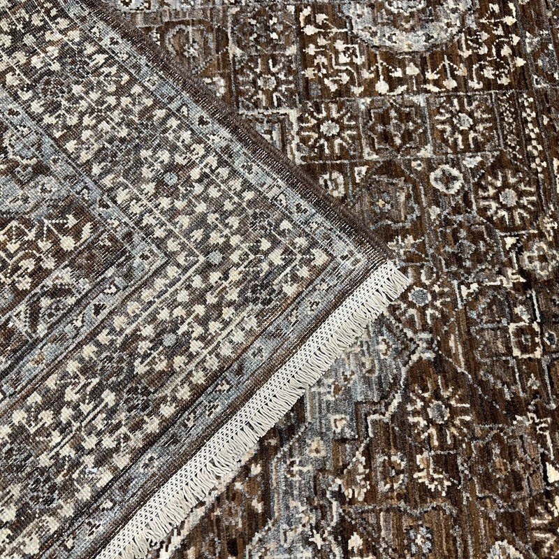 Handmade (4' x 9'8") Natural Gray Afghan Mamluk Oriental Wool Wide Runner Rug gallery