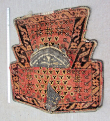 Turkmen Caucasian Saddle Rug Leather Fringe Hand Made Wool Antique 33″ x 33″