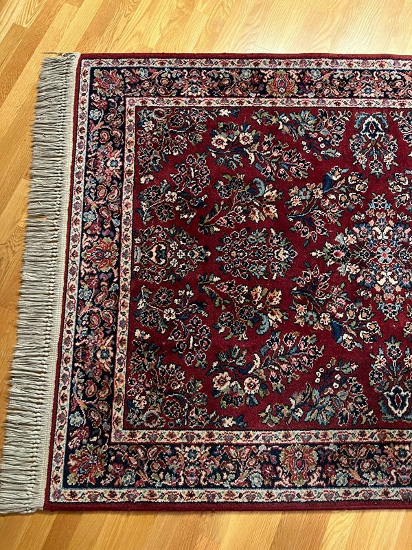4 ft 3.75 in x 5 ft 9 in Karastan 785 Red Sarouk Runner wool rug with Fringe gallery