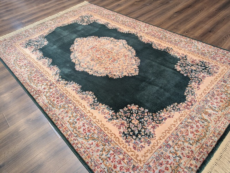 Karastan Rug 5.9 x 9, Kirman Green Medallion #753, Wool gallery