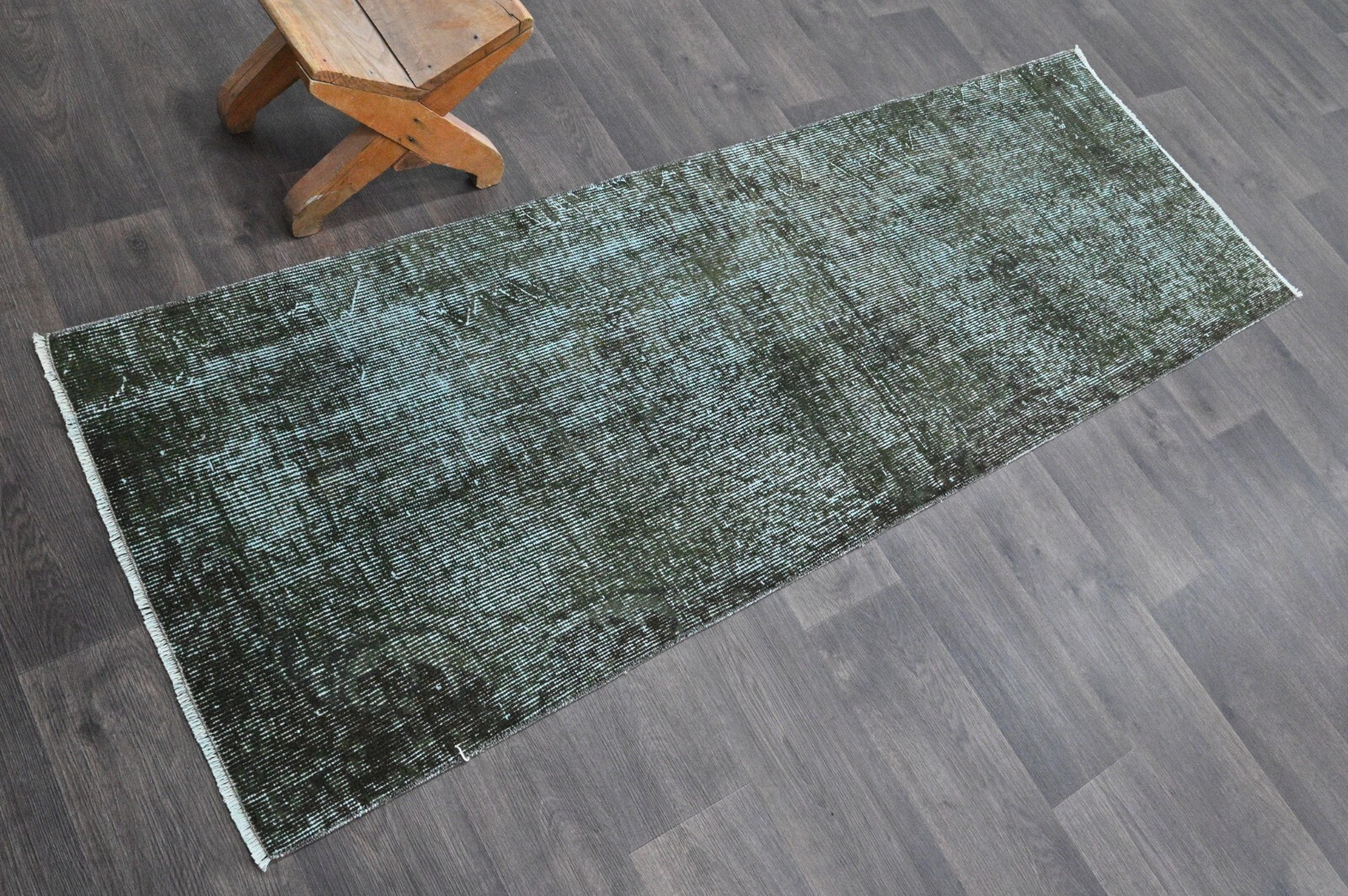 Vintage Turkish Runner Rug 2x6ft Wool Anatolian Handmade Hallway Oushak DARK gallery
