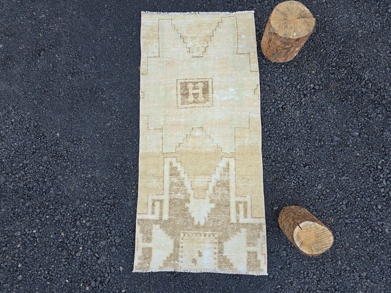 2x4 Ft Vintage Neutral Small Rug, Turkish Oushak Wool Rug, Beige Brown Area Rug gallery