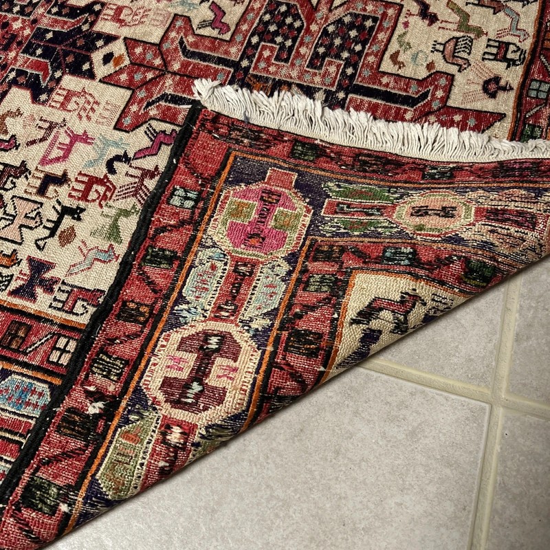 Hand-knotted wool rug with geometric medallion design gallery