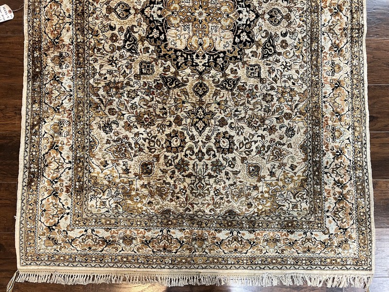 Silk Rug Very Fine 60 Raj 475 KPSI Floral Medallion Handmade Silk on Silk gallery