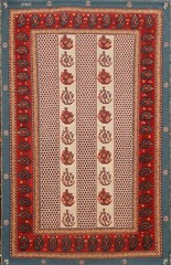 Vintage Geometric Traditional Oriental Area Rug Hand-Knotted Wool 3×4 Carpet