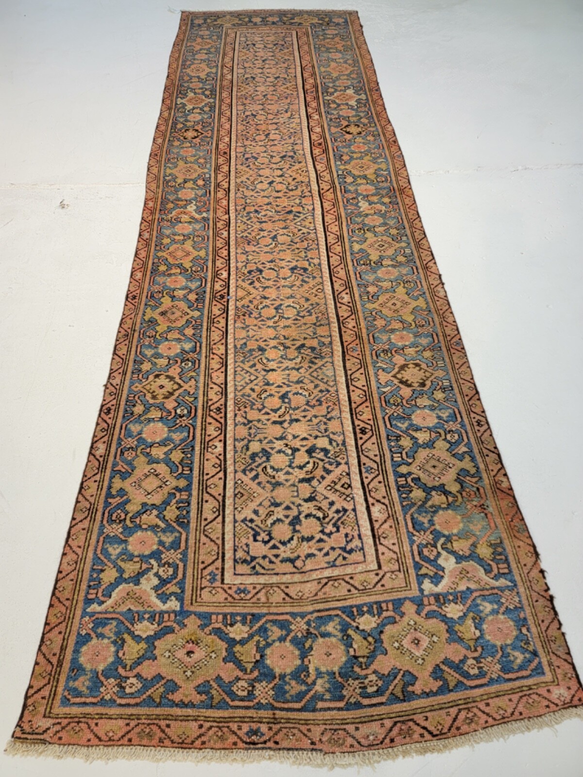 Antique Oriental Hand-Knotted Wool Runner Collectible Malayer 3'2" x 11'4" gallery