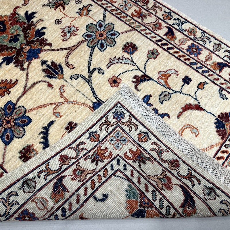 Handmade (3'1" x 6'6") Off-white Floral Sultani Afghan Tribal Wool Runner Rug gallery