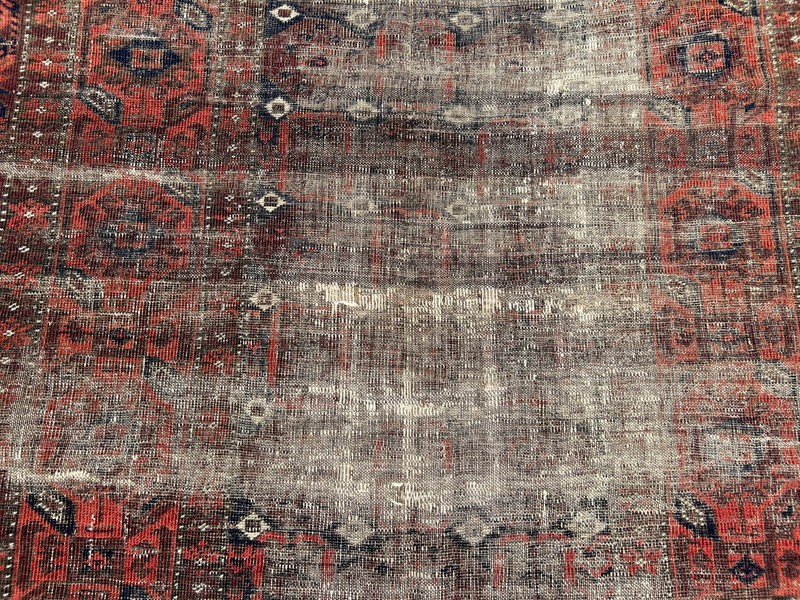 Red Distressed Low Pile Caucasian Rug 4x6 ft Hand Knotted Vintage Boho Carpet gallery