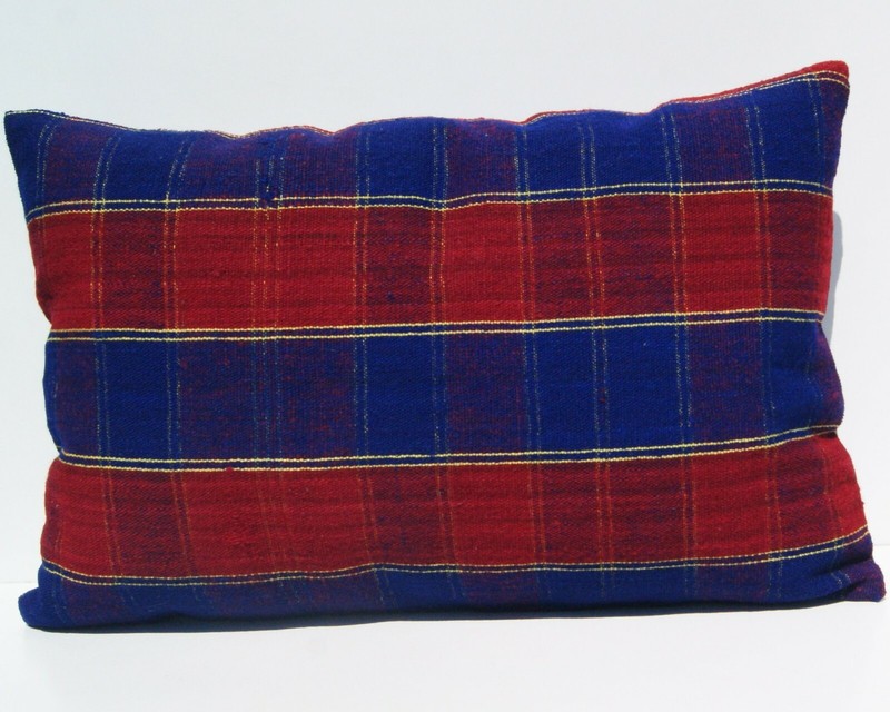 Handcrafted 24"x16" Turkish Pillow Cover Vintage Rug-Inspired Striped Design gallery