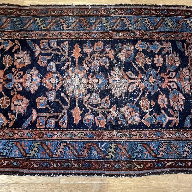 Vintage Rug 2' 9 x 3' 10 Blue Hand Knotted Oriental Rug gallery
