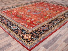 Exquisite Madder Root Red, Serapi Design, Heriz Hand-knotted Rug 8’10” x 11’8″