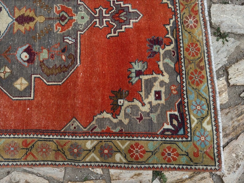 Hand-Knotted Vintage Area Rug 4x8 Pale Orange Wool Traditional Carpet Anatolian gallery