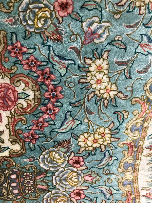 Authentic Hand Knotted Super Fine silk on silk rug 3’ X 5’ gallery