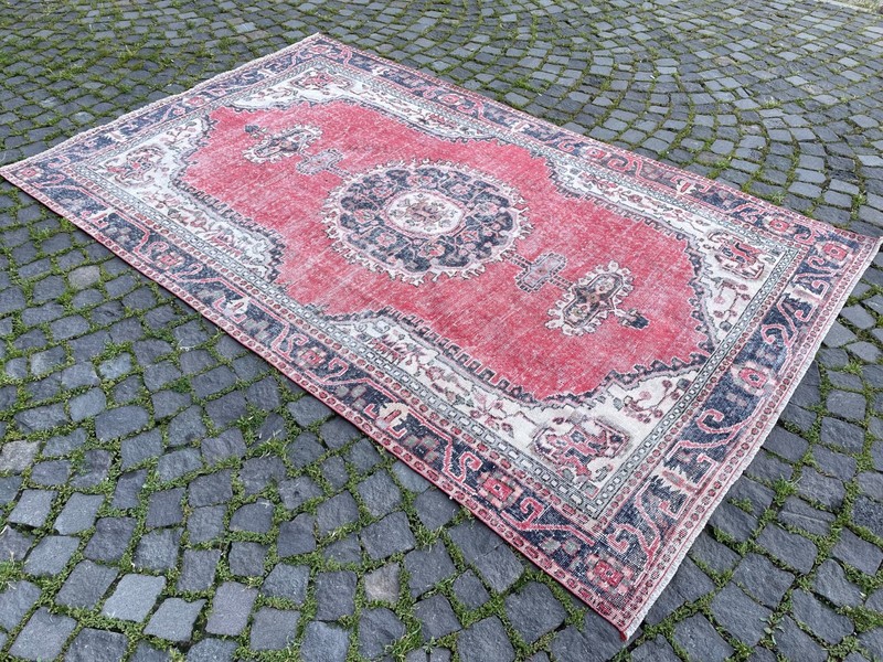 Bohemian Large Rug, Turkish Vintage Rug, Handmade Wool Rug, 5,7 x 9,2 ft gallery
