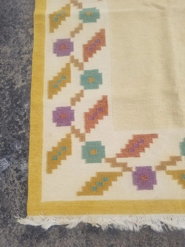 Fine Vintage Traditional Handmade Scandinavian Wool Multiclor Kilim 6.3x4.6 ft gallery