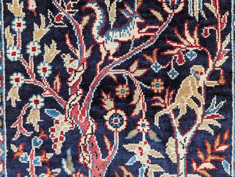 Small Silk Tree of Life Rug, Navy Blue, Animal Pictorials gallery
