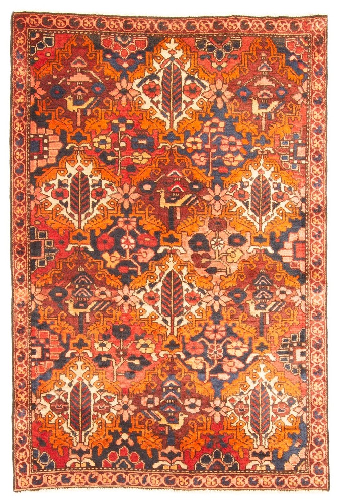 Vintage Hand-Knotted Area Rug 3'6" x 5'4" Traditional Oriental Wool Carpet