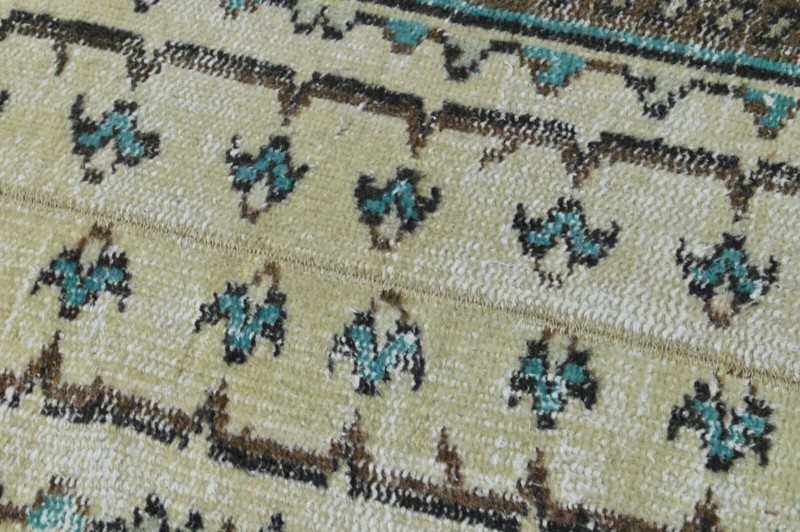 Vintage Turkish Runner Rug 2x7ft BEIGE Handmade Anatolian Oushak Hallway Wool gallery