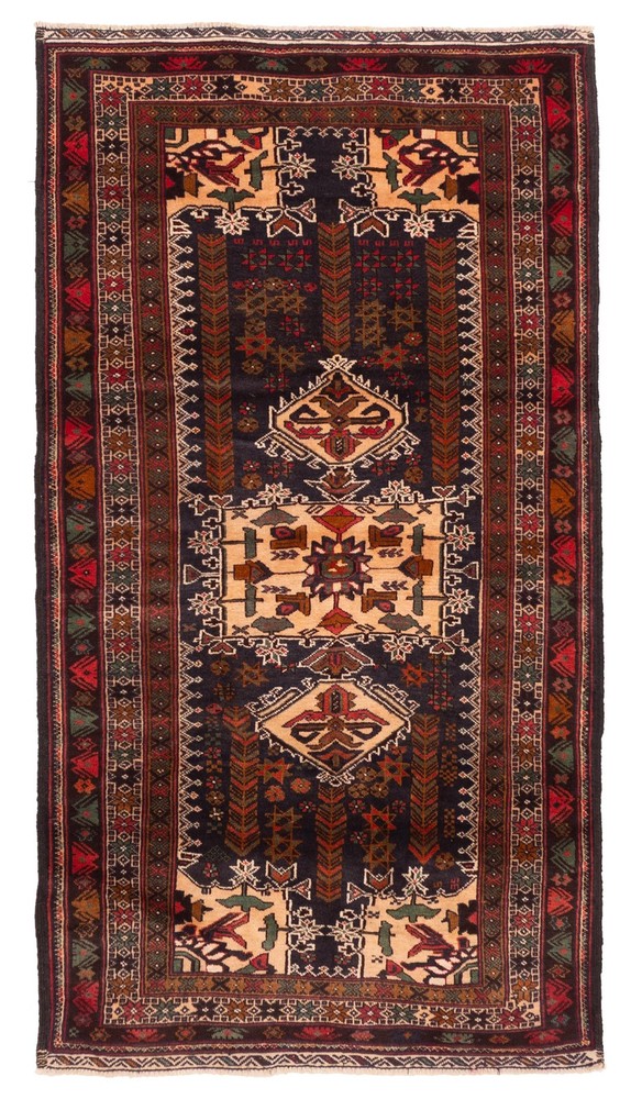 Traditional Vintage Hand-Knotted Oriental Carpet 3'6" x 6'7" Wool Area Rug