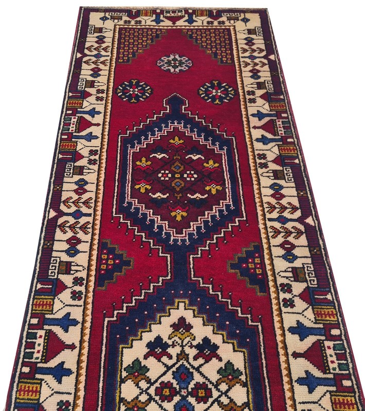 Amazing Hand Knotted Vintage Turkish Wool Area Runner Rug 11 x 3 Ft gallery
