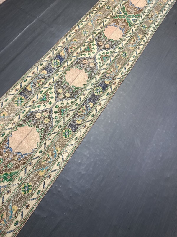 Multicolor Antique Handmade Runner, 2.4x12.9ft, Vintage Patchwork Entryway Rug, gallery