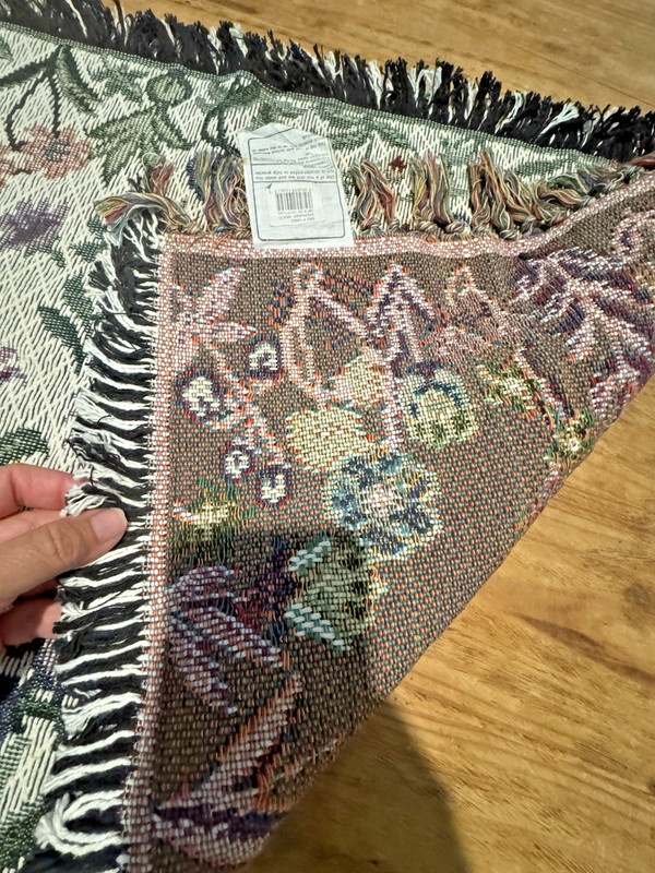 Floral Tapestry Rug 20x36 Cotton Woven Accent Throw Mat Fringe Made in India gallery