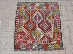 3×3 Vintage Turkish Kilim Rug Area – Handmade Area Small Rugs for Living Room