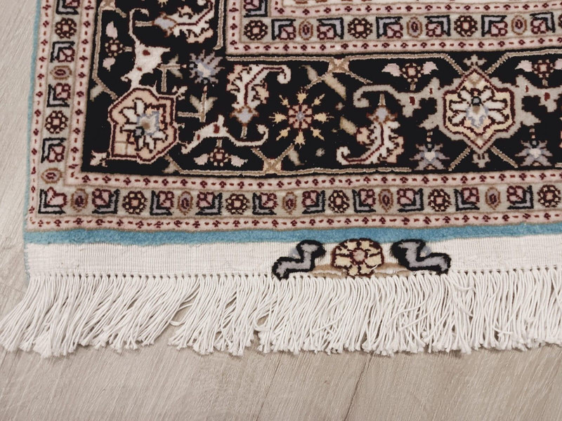 3x5 FINE TURQUOISE SIGNED UNIQUE TABRIZZ HANDMADE-KNOTTED WOOL/SILK RUG 586348 gallery
