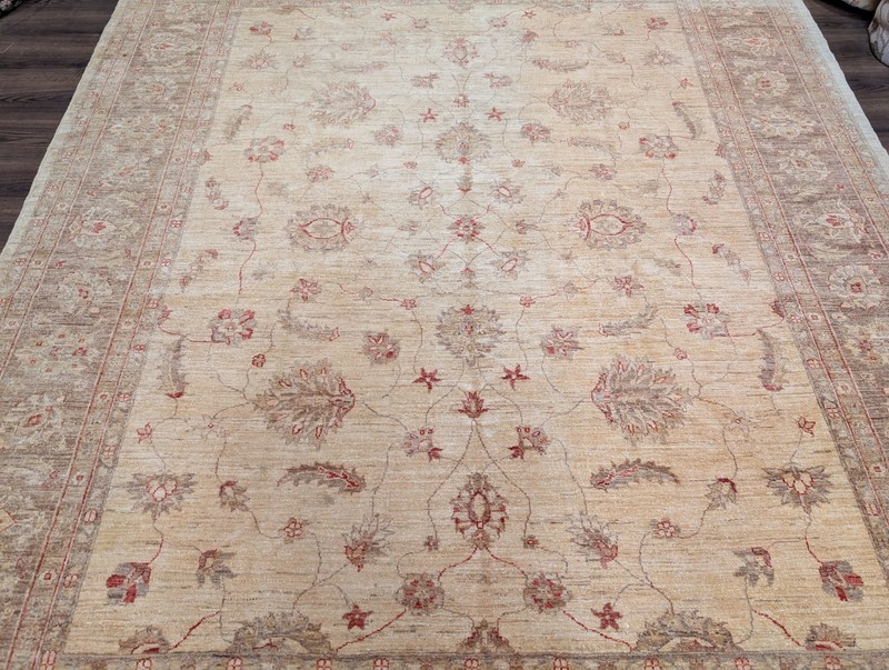 Pakistani Peshawar Rug 8x10 Chobi Mahal Carpet Neutral Colors Wool Handmade gallery