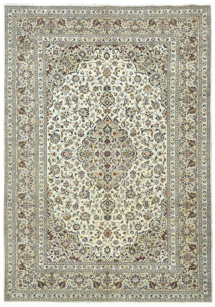 8x11 ft Vintage Cream Wool Oriental Rug Design Living Room Decor Carpet