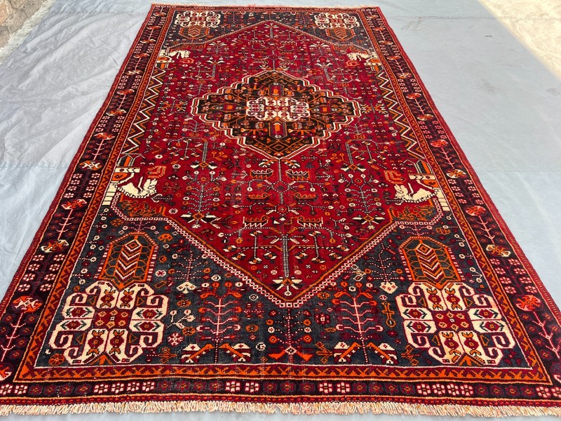 Vintage Caucasian Medallion Rug 4'9x7'10 Red Hand Knotted Turkish Style Area Rug gallery