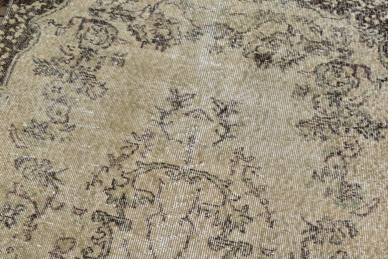 Turkish Rug 46''x86'' Vintage Light Muted Color Oushak Floral Carpet 119x219cm gallery