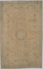 Antique Hand-Knotted Wool Oriental Area Rug Beige Muted Distressed Design 3X5 ft
