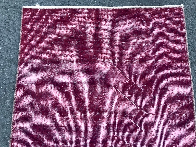 Vintage Runner Rug , Handmade Runner Rug , Overdyed Runner Rug , Burgundy Runner gallery