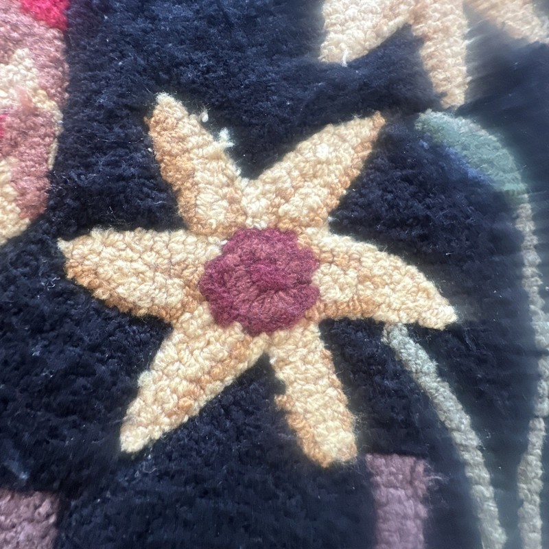 Vintage Hooked Wool Rug Rooster Sunflowers Checkered Border 2x3 #1 gallery