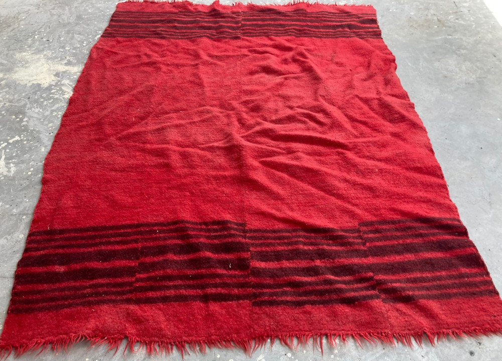 Vintage Traditional Handmade Moroccan Strip Flat Wool Kilim Floor Rug 218x161 cm