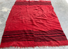 Vintage Traditional Handmade Moroccan Strip Flat Wool Kilim Floor Rug 218×161 cm