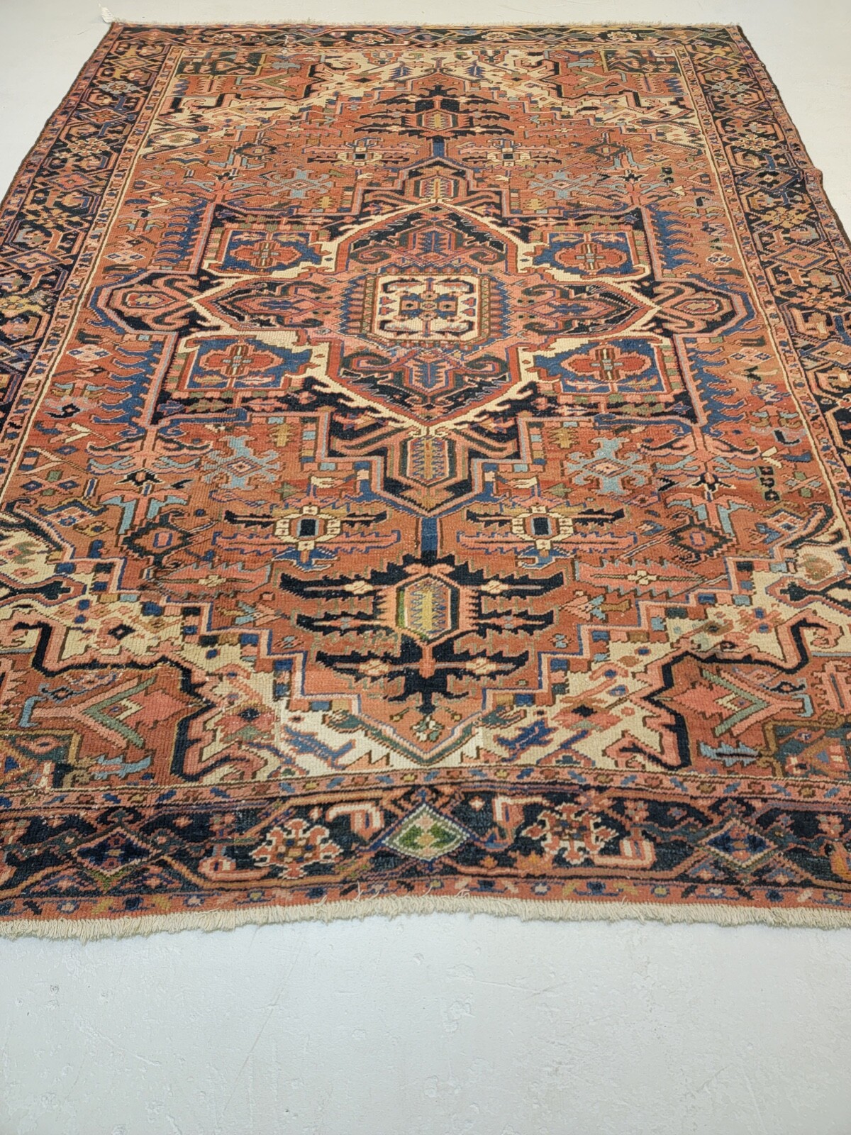 Antique Oriental Hand-Knotted Wool Area Rug Terracotta/Beige/Green 7'7" x 9'10" gallery