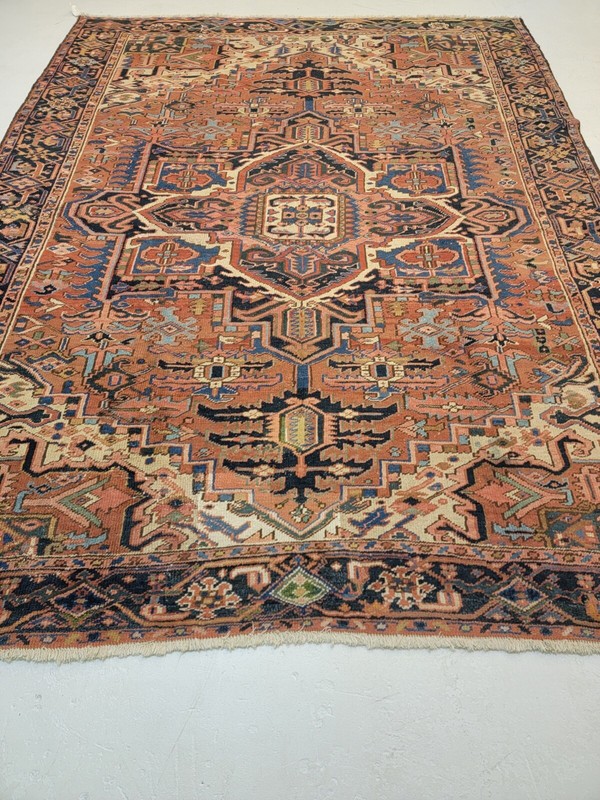 Antique Oriental Hand-Knotted Wool Area Rug Terracotta/Beige/Green 7'7" x 9'10" gallery