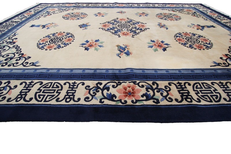 9x12 Vintage Chinese Peking Art Deco Rug Ivory 254cm x 353cm C.1930 gallery