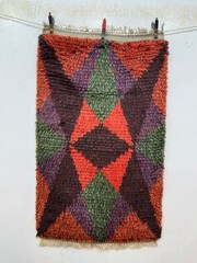Vintage Beautiful Hand Knotted Swedish Scandinavian Rya Shag Wool Rug Carpet